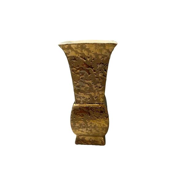 24 KT Gold 9” Tall Weeping Vase Made In USA Elegant Home Decor Entry Way Gift - Picture 7 of 13